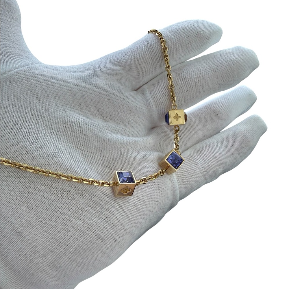 Louis Vuitton: Gold-Plated Swarovski Gamble Necklace Azur - Picture 5 of 8